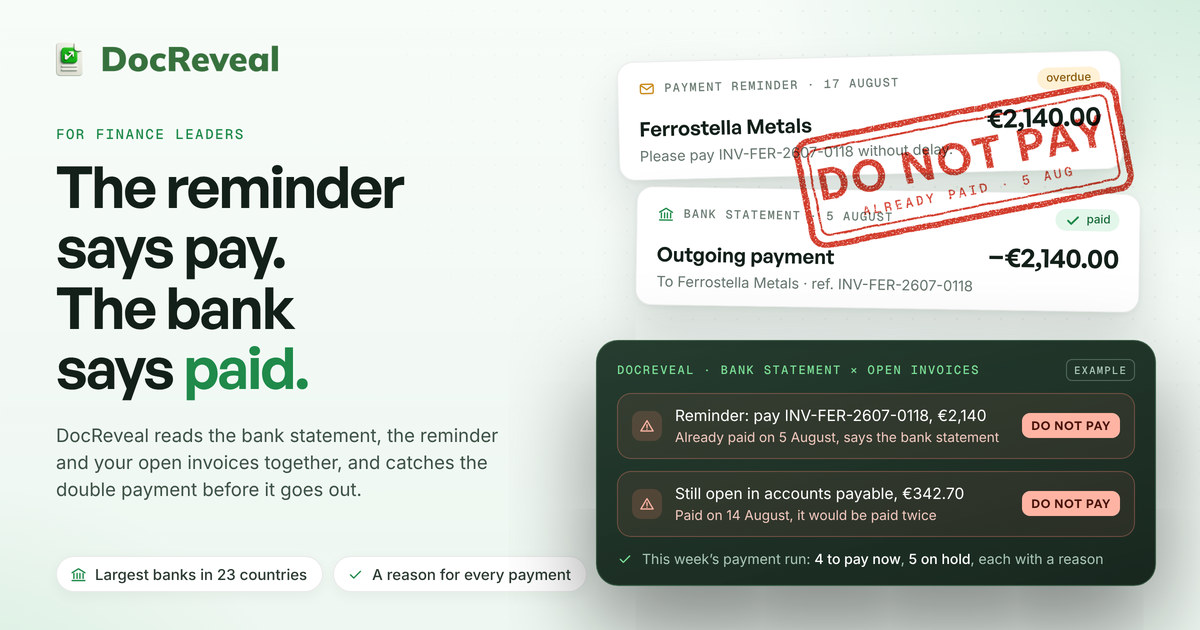 Payment reminder stamped “Do not pay”: the bank statement shows the invoice was already paid on 5 August